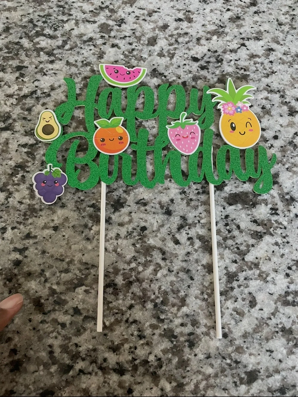 EUC Tutti Fruitti 'Happy Birthday' Cake Topper - Party Decoration